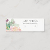 Gold Blush Pink Floral Bunch Earring Display Mini Visitekaartje (Voorkant)