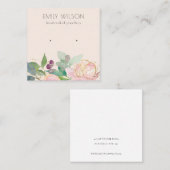 Gold Blush Pink Floral Bunch Earring Display Vierkante Visitekaartje (Voorkant / Achterkant)