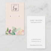 Gold Blush Pink Floral Bunch Earring Display Visitekaartje (Voorkant / Achterkant)