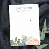 Gold Blush Pink Floral Bunch Earring Display Visitekaartje