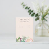 Gold Blush Pink Floral Bunch Earring Display Visitekaartje (Staand voorkant)