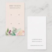 Gold Blush Pink Floral Bunch Earring Display Visitekaartje (Voorkant / Achterkant)