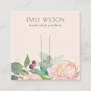 Gold Blush Pink Floral Bunch Hair Clip Display Vierkante Visitekaartje