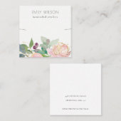 Gold Blush Pink Floral Bunch Ketting Display Vierkante Visitekaartje (Voorkant / Achterkant)