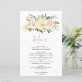 Gold Blush Pink Floral Elegant Wedding Menu (Staand voorkant)