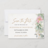 Gold & Blush Pink Floral Greeneral Save the Date (Voorkant)