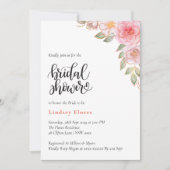 Gold Blush Pink Floral Greenery Vrijgezellenfeest Kaart (Voorkant)