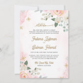 Gold Blush Pink Floral Islamic Muslim Weddenschap Kaart (Voorkant)