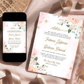 Gold Blush Pink Floral Islamic Muslim Weddenschap Kaart
