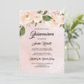 Gold Blush Pink Floral Quinceanera Birthday Kaart (Staand voorkant)