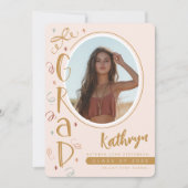 Gold Blush Pink Fun Photo Graduation Announcement Kaart (Voorkant)