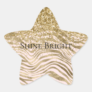 Gold Blush Pink Glitter Zebra Sparkle Ster Sticker