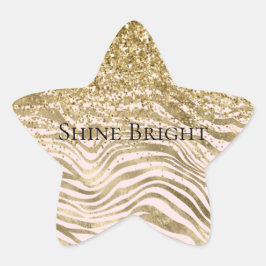 Gold Blush Pink Glitter Zebra Sparkle Ster Sticker