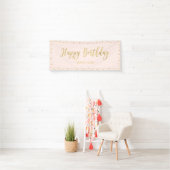 Gold & Blush Pink Happy Birthday Party-banner Spandoek (Insitu)