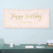 Gold & Blush Pink Happy Birthday Party-banner Spandoek (Beurs)