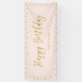 Gold & Blush Pink Happy Birthday Party-banner Spandoek (Verticaal)