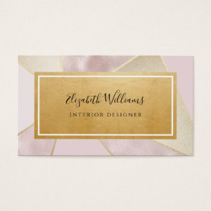 Gold Blush Pink Interior Designer Visitekaartjes