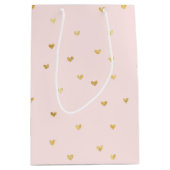 Gold Blush Pink Little Hearts Medium Cadeauzakje (Voorkant)