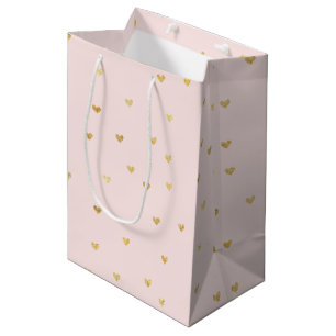 Gold Blush Pink Little Hearts Medium Cadeauzakje