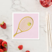 Gold & Blush Pink Modern Tennis Ball Racket Servet (Insitu)