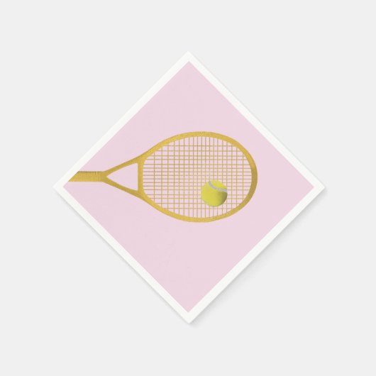 Gold & Blush Pink Modern Tennis Ball Racket Servet (Hoek)