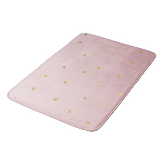 Gold Blush Pink Ombre Hearts Badmat (Gekanteld)