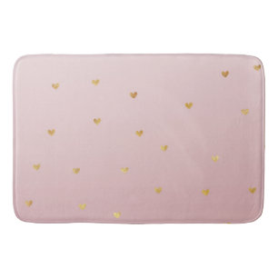 Gold Blush Pink Ombre Hearts Badmat