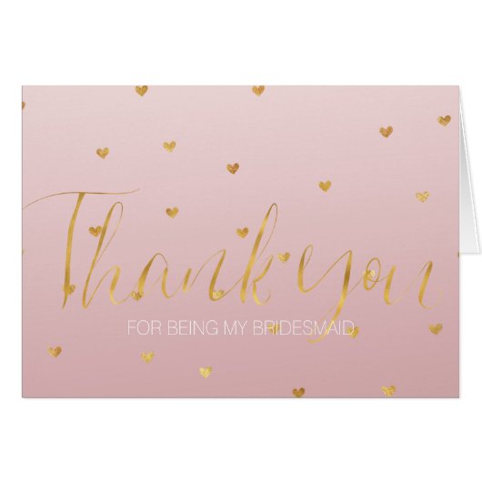 Gold Blush Pink Ombre Hearts Bridesmaid (Voorkant Horizontaal)