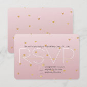 Gold Blush Pink Ombre Hearts RSVP (Voorkant / Achterkant)