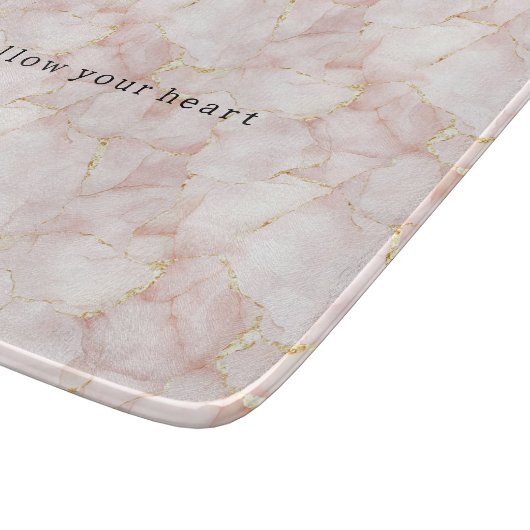 Gold Blush Pink Rose Petals Floral Snijplank (Hoek)