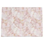 Gold Blush Pink Rose Petals Floral Wedding Groot Cadeauzakje (Voorkant)