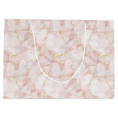 Gold Blush Pink Rose Petals Floral Wedding Groot Cadeauzakje (Achterkant)