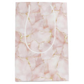 Gold Blush Pink Rose Petals Floral Wedding Medium Cadeauzakje (Voorkant)