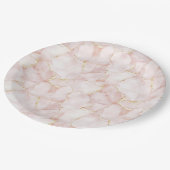 Gold Blush Pink Rose Petals Floral Wedding Papieren Bordje (Gekanteld)