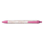 Gold Blush Pink Rose Petals Floral   Zwarte Inkt Pen (Achterkant)