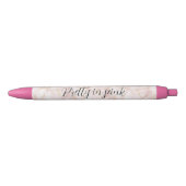 Gold Blush Pink Rose Petals Floral   Zwarte Inkt Pen (Voorkant)