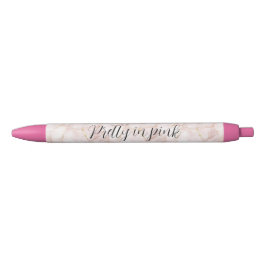 Gold Blush Pink Rose Petals Floral Zwarte Inkt Pen