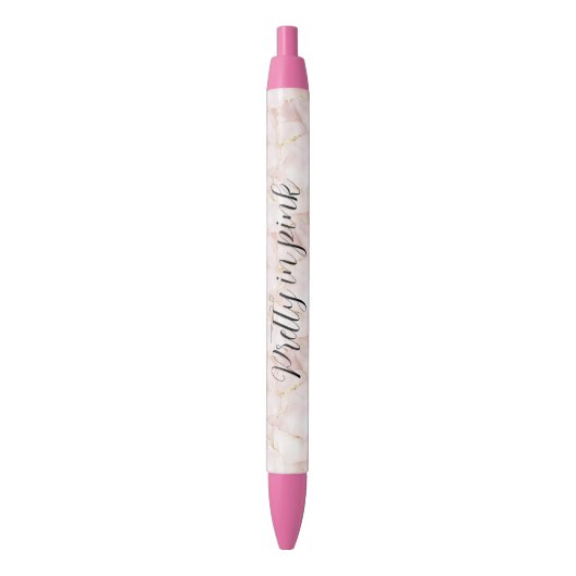 Gold Blush Pink Rose Petals Floral   Zwarte Inkt Pen (Voorkant Verticaal)