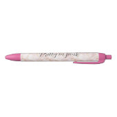 Gold Blush Pink Rose Petals Floral   Zwarte Inkt Pen (Bodem)