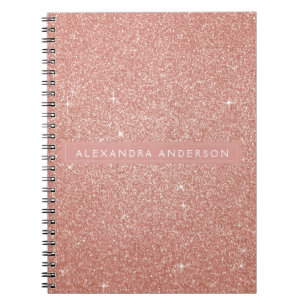 Gold Blush Pink Sparkle Glitter Monogram Notitieboek