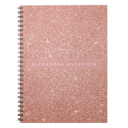 Gold Blush Pink Sparkle Glitter Monogram Notitieboek (Voorkant)