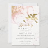 Gold Blush Pink Underwater Fish Baby shower Uitnod Bedankkaart (Voorkant)