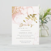 Gold Blush Pink Underwater Fish Baby shower Uitnod Bedankkaart (Staand voorkant)