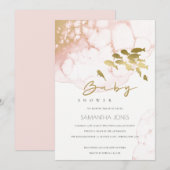 Gold Blush Pink Underwater Fish Baby shower Uitnod Bedankkaart (Voorkant / Achterkant)
