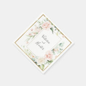 Gold Blush Pink Waterverf Romantic Floral Wedding Servet (Hoek)