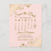 Gold & Blush Pink Weddenschap Bespaar de Datum Age Aankondigingskaart (Voorkant)