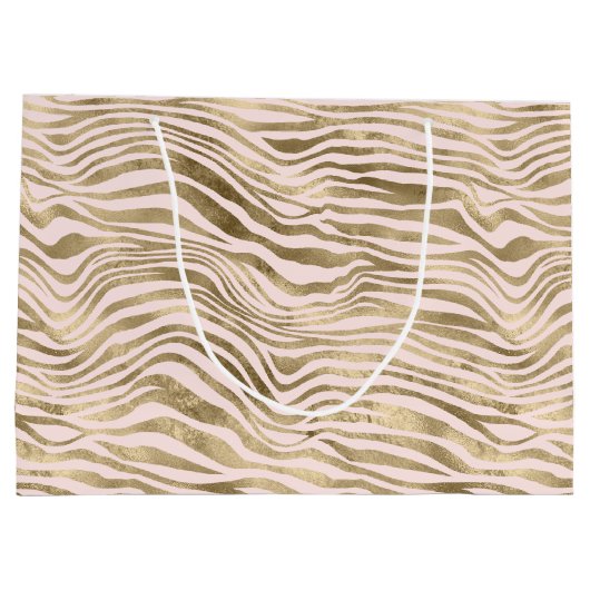 Gold Blush Pink Zebra Print Groot Cadeauzakje (Achterkant)