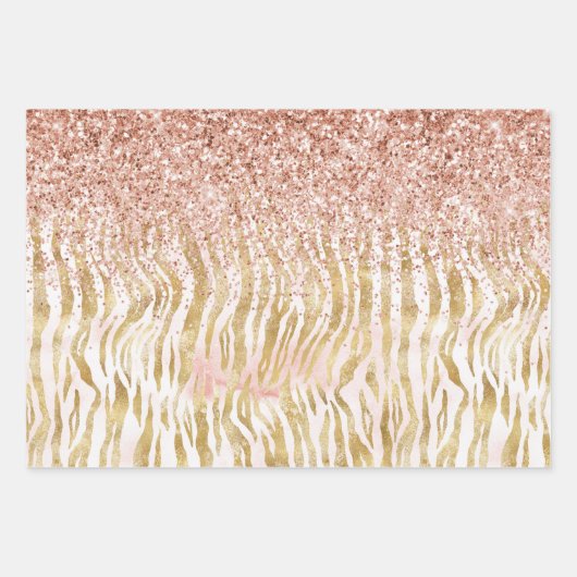 Gold Blush Pink Zebra Print Inpakpapier Vel (Voorkant 2)