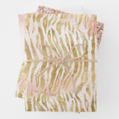Gold Blush Pink Zebra Print Inpakpapier Vel (In situ)
