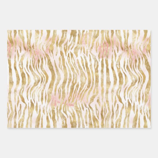 Gold Blush Pink Zebra Print Inpakpapier Vel (Voorkant)